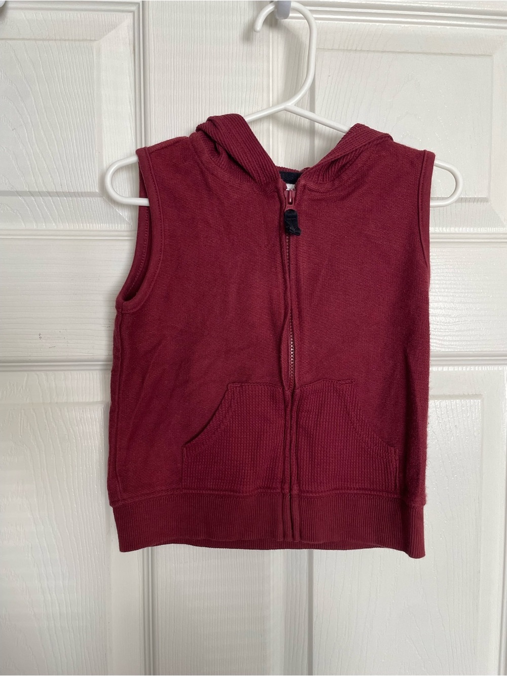 Carters 18-24 Months Kids Sleeveless Hooded Zip Vest - Burgundy Red